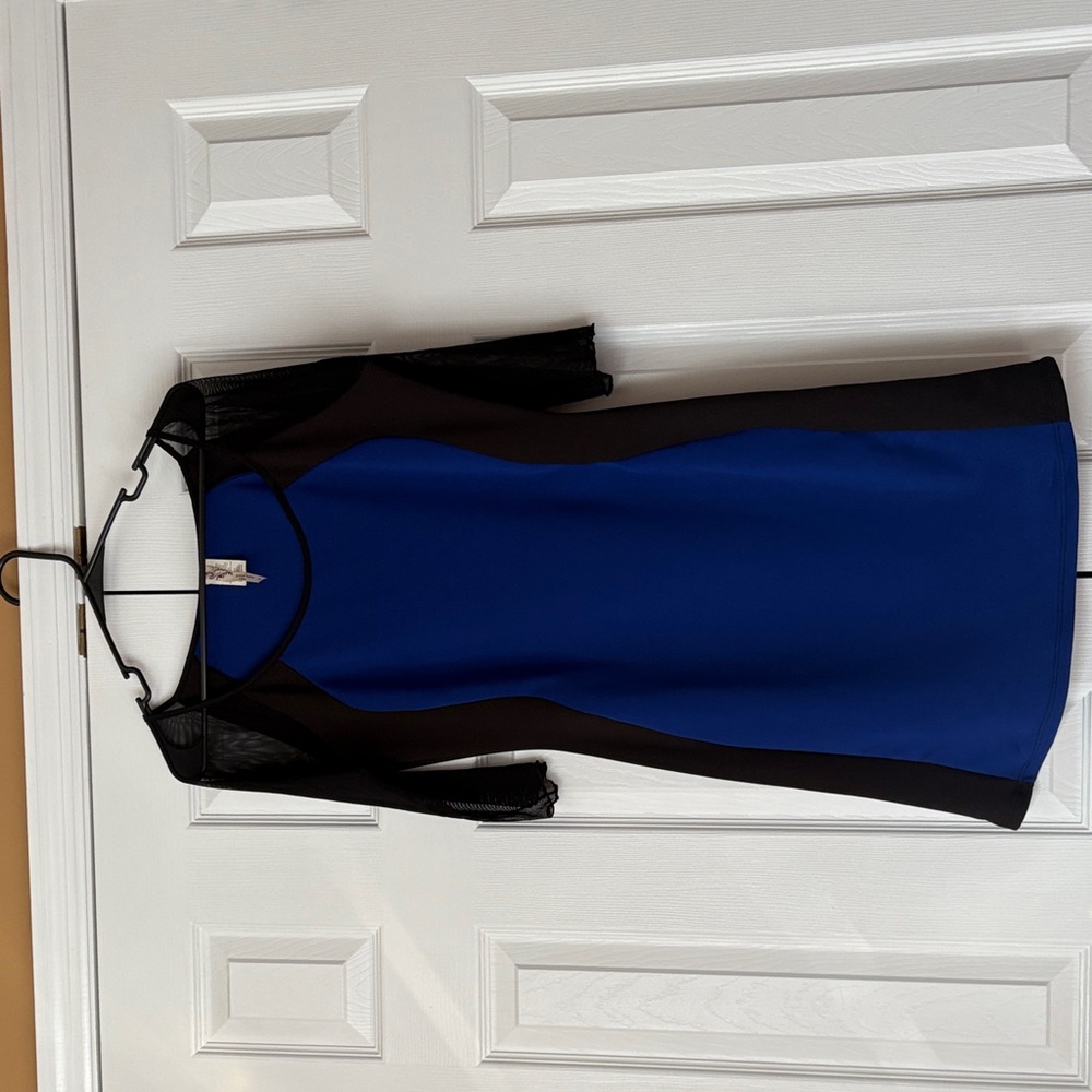 ANDREA Missy Blue and Black Long Sleeve Dress